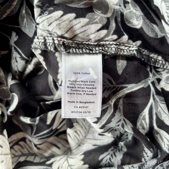 Talbots Black and White Leaf Print Button Down Shirt - Picture 5 of 6